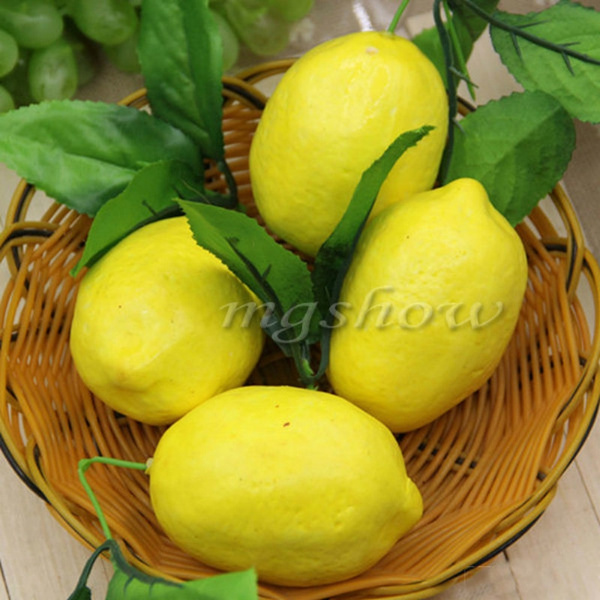 3 Pcs citrons artificiels fruits Faux citron Accessoires Theater Prop Staging Home Decor