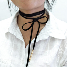 Mode Bohemen Bruin Suède Wrap Choker Gothic Boho Tie Koord Fluwelen Chokers Ketting DIY Sieraden