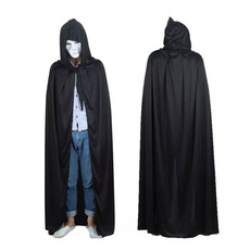 New Black Halloween Costume Theater Prop Death Hoody Cloak Devil Vampire Long Mantle Wizard Vampire