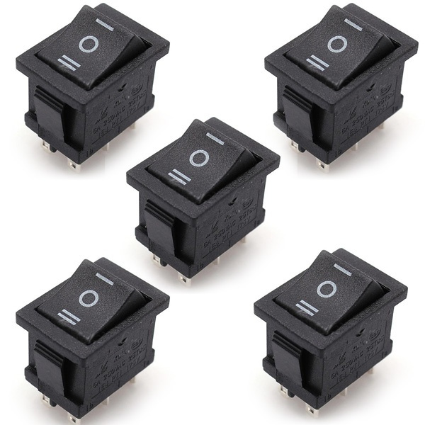 Interruttore A Bilanciere Momentaneo DPDT Illuminato Rosso - 6 Pin, 22x30 Mm, Per Pannelli E Applicazioni Elettriche
