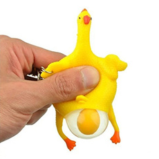 Squeeze Chicken Laying Egg Keychain,Stress Relief Vent Tricky Toys Gag Gift