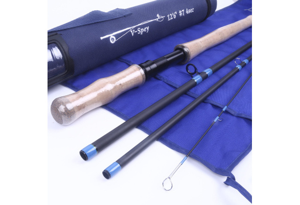 Maxcatch 12.6Ft Spey Fly Fishing Rod Medium Fast 7 Weight 4 Sections with  Cordura Tube