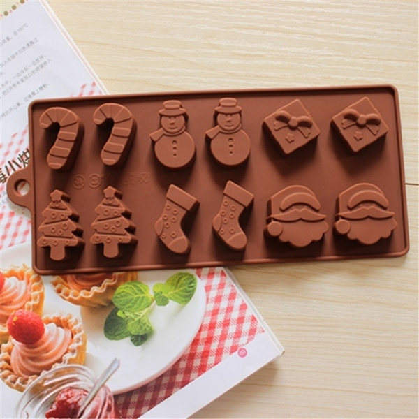 Christmas Silicone Chocolate Mould Xmas Candy Mold Trays Baking