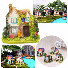 New Resin Fairy Garden Miniature Thatches House Landscape Ornament Figurine Decor
