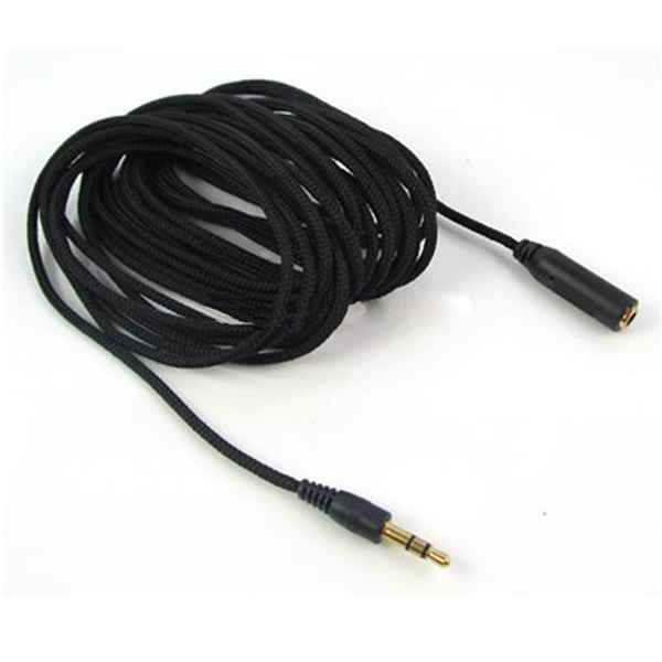 Black 3.5mm Plug to Socket M/F Earphone Stereo Audio Extension Cable 