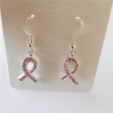 pink, pinkawarenessribbonearring, pinkribbon, women earrings