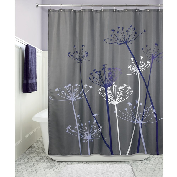 Thistle Fabric Shower Curtain 72 X, Navy Blue Yellow And Gray Shower Curtain