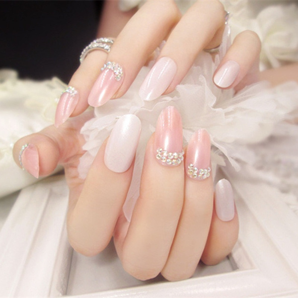 Korean Fashion Diamond Nail Art Finished Fake Nails Nail Stickers Glamorous New Manicure Diy Tool Wish