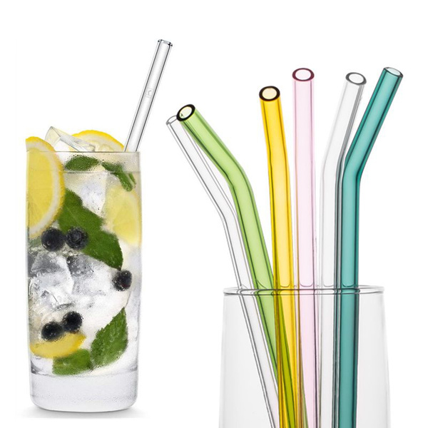 1 Piece 8 Inches Cute Round Head Pyrex Glass Straws Fruit Juice Milk  Drinking Straw Resuable Party Tableware Straw Party Juice Tubes Wedding  Supplies Birthday Bar Accessories