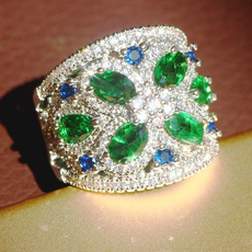 Wedding, DIAMOND, 925 sterling silver, emeraldring