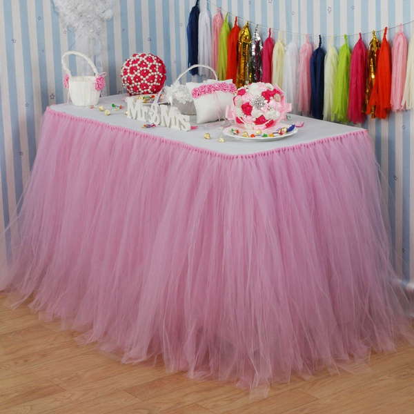 tulle table skirt with lights