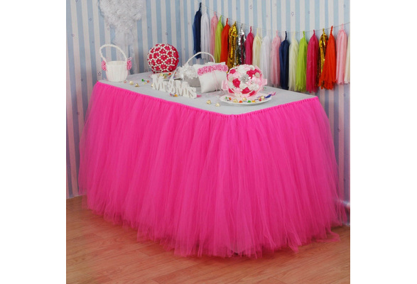 pink tutu table skirt baby shower