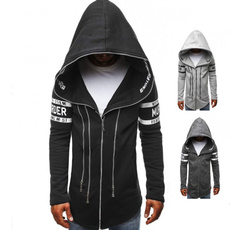 Autumn Casual Men's Coat Fashion Printed Letters Hooded Zipper Hoodie