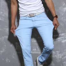 Men's New Fashion Solid Color Stretchy Skinny Jeans Pants Casual Denim Tights Trousers 7 Colors