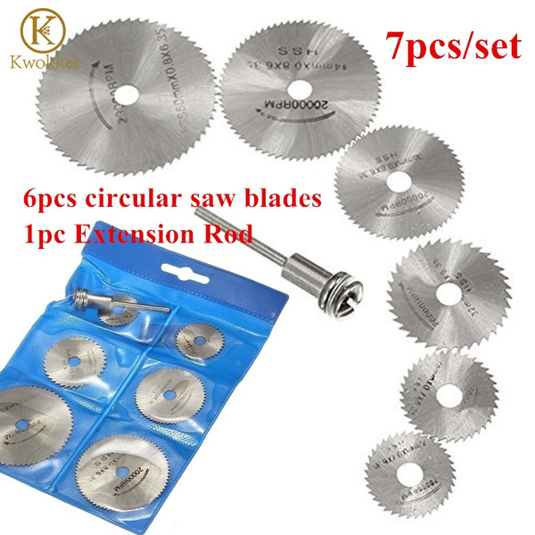 7PCS Cutting Discs Mandrel HSS Rotary Circular Saw Blades Tool Cutoff Accessory 