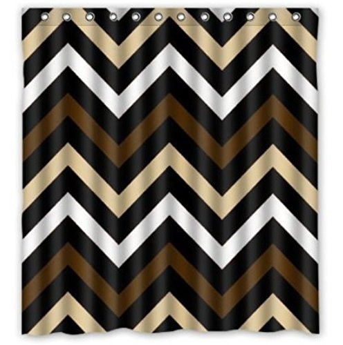 Custom Funny Brown Black And White, Black And White Chevron Shower Curtain