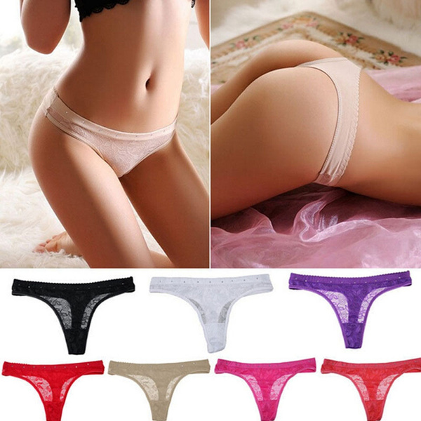 Cute Panties Women Lace Lingerie Underwear V-string Briefs Thongs