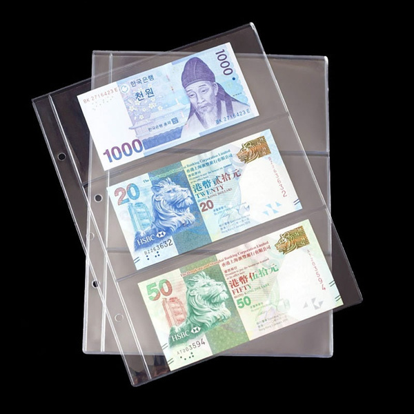 New Album Pages 3 Pockets Money Bill Note Currency Holder PVC ...
