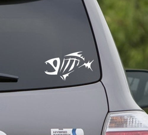2Pcs/lot Car Styling Tribal Fish Vinyl Car Window Decal Salt Bones Bass  Fishing Life Sticker For Car SUV Truck Window Bumper Accessories