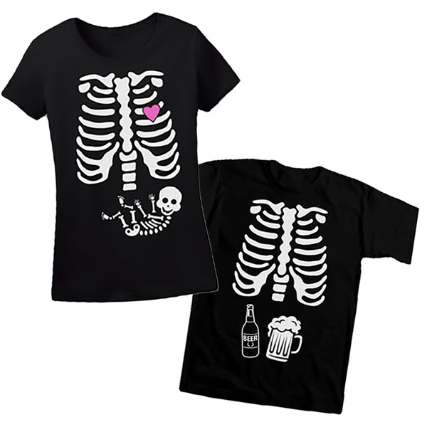 Skeleton Maternity Couples Halloween t-shirt - halloween pregnancy