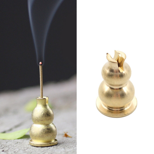 Gold Gourd Incense Burner Tibetan Coil Home Decor Stick Holder Buddhism Burn \ 
