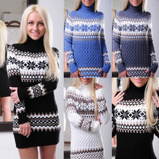 Women Fashion Sweater Hoodies Pullovers Casual Knitting Cotton Dress Autumn Winter Warm
