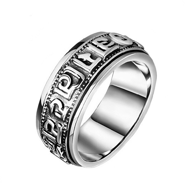 Aardappelen Karu Plaats 316L Stainless Steel Blessing Ring, Never Fade "Om Mani Padme Hum" Sanskrit  Buddhist Mantra Ring | Wish