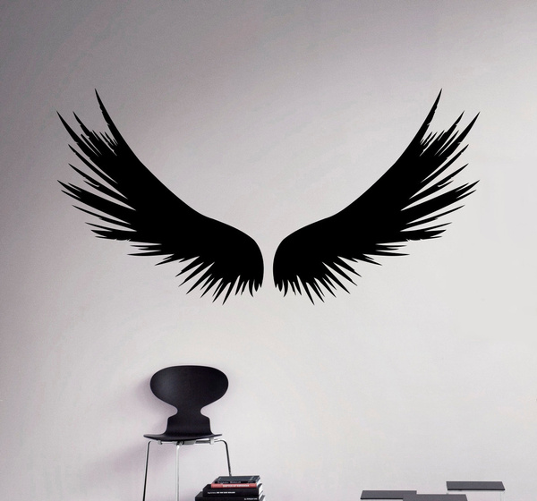 Dark Angel Wings Wall Decal Feathers Vinyl Sticker Home Decor Wish - Angel Wings Wall Art Stickers Dark Angel Wings Wall Decal Feathers Vinyl Sticker Home Decor Wish - Angel Wings Wall Art Stickers