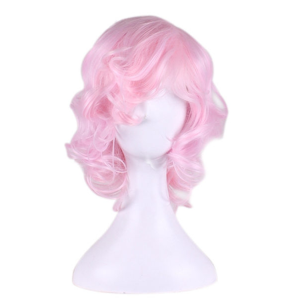 short curly pink wig