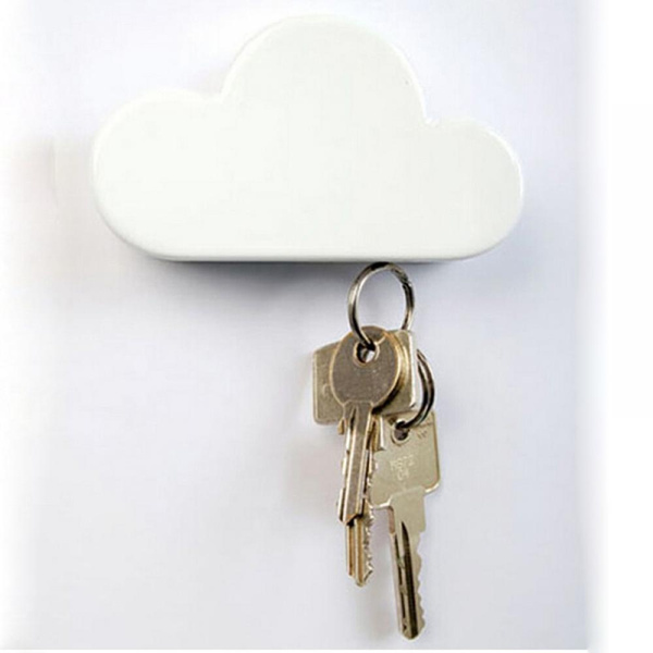 Fashion Creative Cloud-shaped Magnetic Keychain White Cloud Novelty Key  Holder