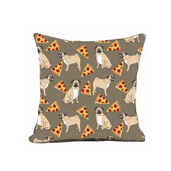 Modern And Simple Pillow Cover Home Pillow Case Pug Pugs Pizza Pepperoni Pizza Dog Print Funny Hipster Pizza Trendy Dogs Pizza Dogs Instagram Dogs Cute Pizza Print 18 X 18 Inch Wish