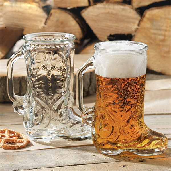 Beer Mugs Boots Shape Glass Mugs with Handle 200ml Large Beer Glasses for  Beverage Beer Vodka - China Glass Mug and 200ml Glass Beer Mug price