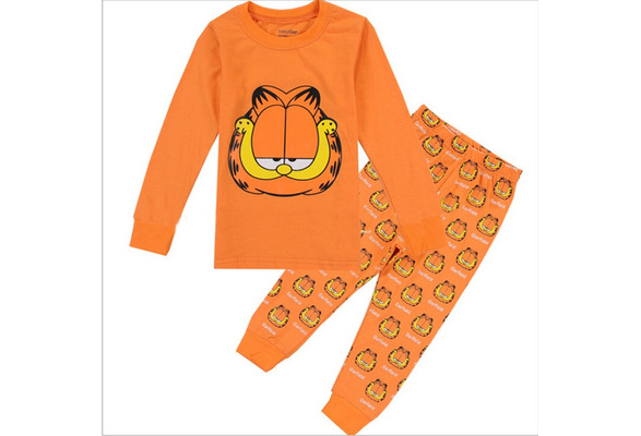 Unisex Kids Garfield Long Sleeves Top+Pants Outfits Pajamas Set