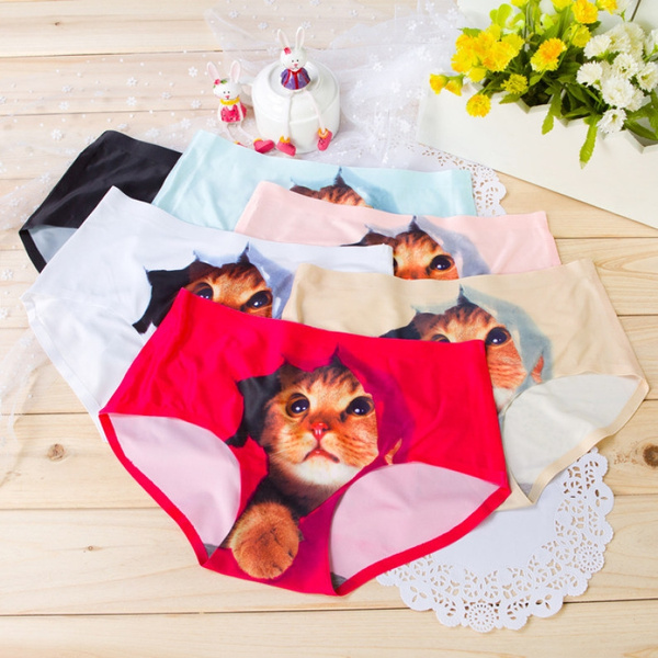Googoola Shop New Fashion Women Accessories Stylish Beautiful Women's Cat  Underwear Pussycat Panties Cartoon Briefs Cute Kitten Knickers