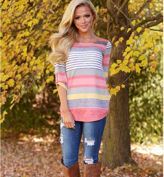 blusas de mujer blusas blusa de mujer camisa linda blusa de rayas coloridas  para mujer camisas clásicas social feminina diseño de ropa coreana camisa  de mujer de moda | Wish