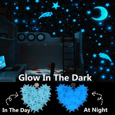 100Pcs Plastic Wall Stickers Luminous Stars Glow in the Dark Blue 3cm Room Decal 