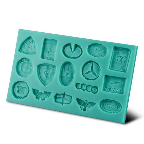 Designer Logo Silicone Mold for fondant, chocolate, candy. 10 cavities.