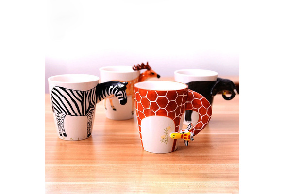 CFen A's Ceramic coffee cup milk tea mug 3D animal shape Hand painted  animals mug,birthday gifts