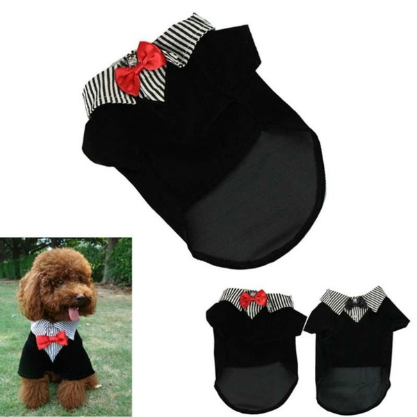 Hot Dogs Clothing Puppy Pet Dog Clothes Cotton Western Style Male Suit & Bow Tie 