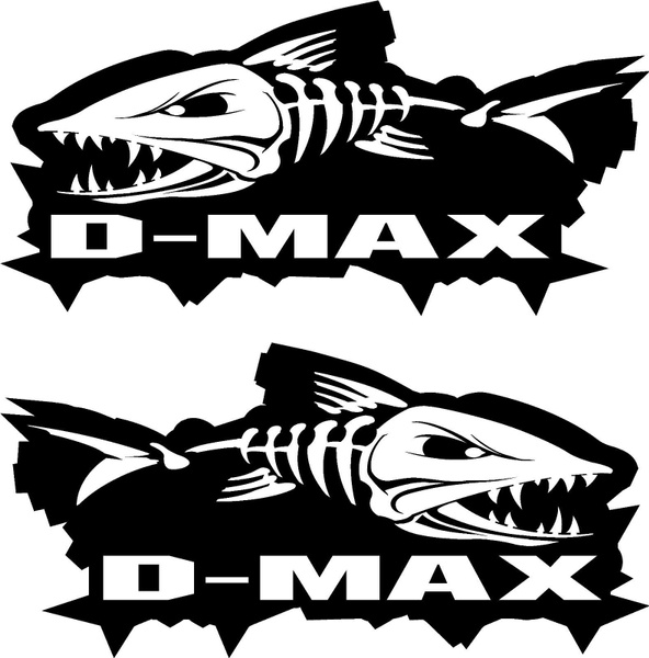 DMAX 4x4 EVIL FISH PAIR 300mm Fishing wagon ute car Decal Stickers
