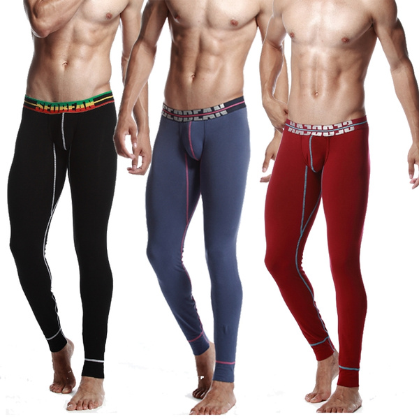 men's fashion cotton sexy gay underwear tight legging long Johns S to 2XL