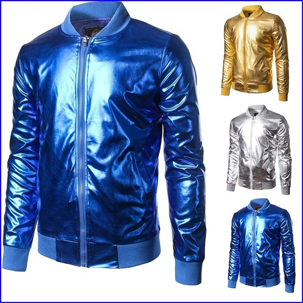 Style Metalic Light Leather Jacket Coat,Shows Dance Singer