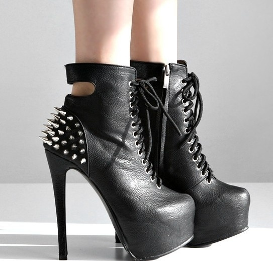 Punk Women Block High Heels Spike Ankle Boots Platform Booties Shoes  Clubwear | eBay