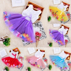 Vestido Kids Girls Colorful Mini Tutu Dress Petal Hem Dress Floral Clothes Princess Baby Dresses