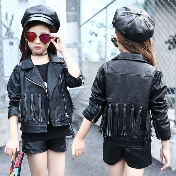 Girls short best sale leather jacket