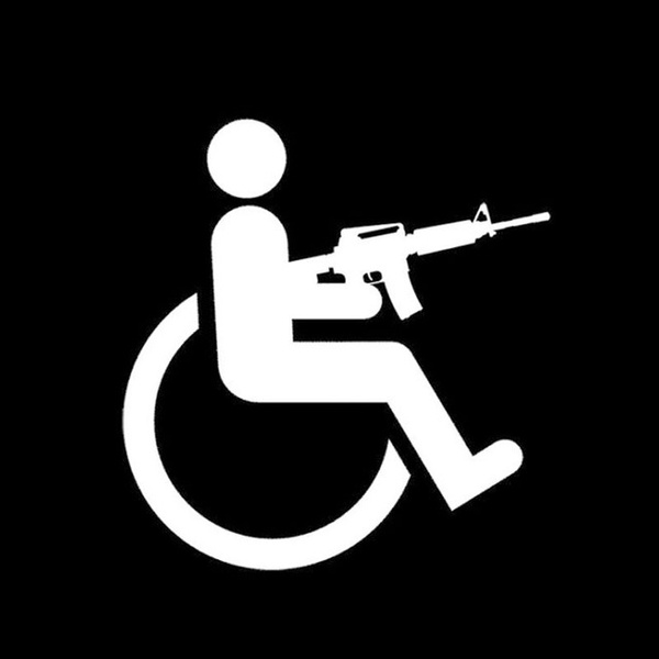 Handicapped Wheelchair Gun Decal Sticker, M-4,ar-15, Awesome, Funny, Wheeli...