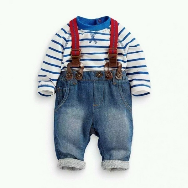 Baby Boys Sets Toddler 2PCS Set Tshirt Top+Jeans Bib Pants Overall Outfis Baby Clothing Wish