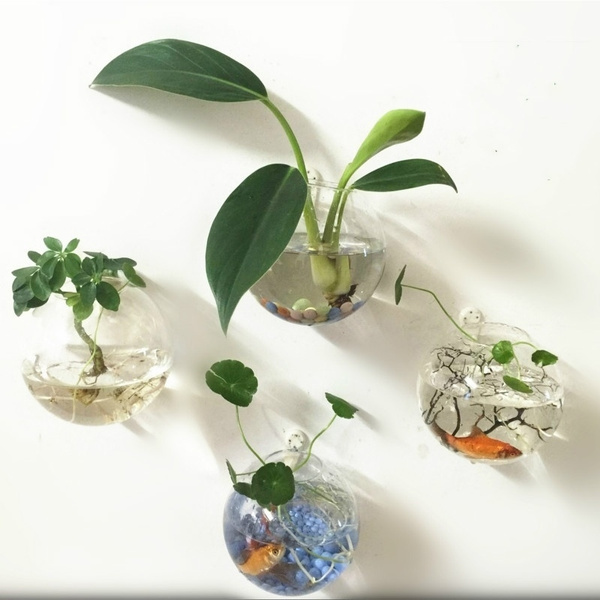 Small Hanging Light Bulb Shape Glass Vase Flower Plant Container Pot Home Decor 