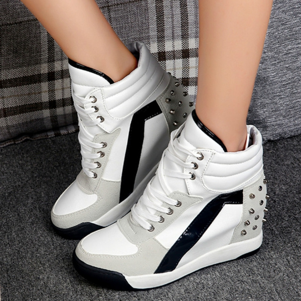 Details about   GOUPSKY Wedge Sneakers for Women High Top Hidden Heel Fashion Casual Shoes Side