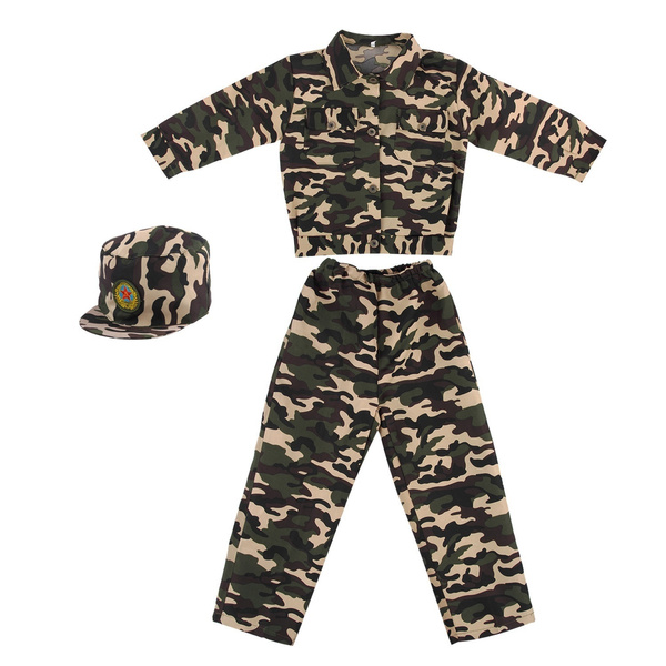 Army Cadet Boys Military Fancy Dress Costume War Hero Army Outfit Ages 4-12 